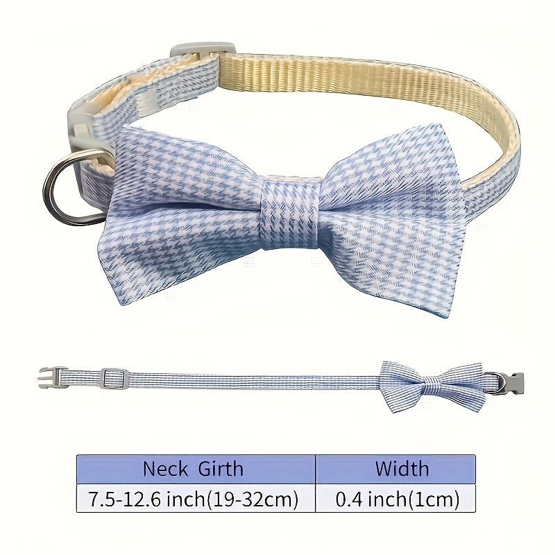 1pc Stylish Adjustable Plaid Cat Collar with Bow Tie - Fashionable Cats Collars for Holiday Dress Up, Everyday Wear, and Pet Photography - Soft, Comfortable, and Adjustable Design