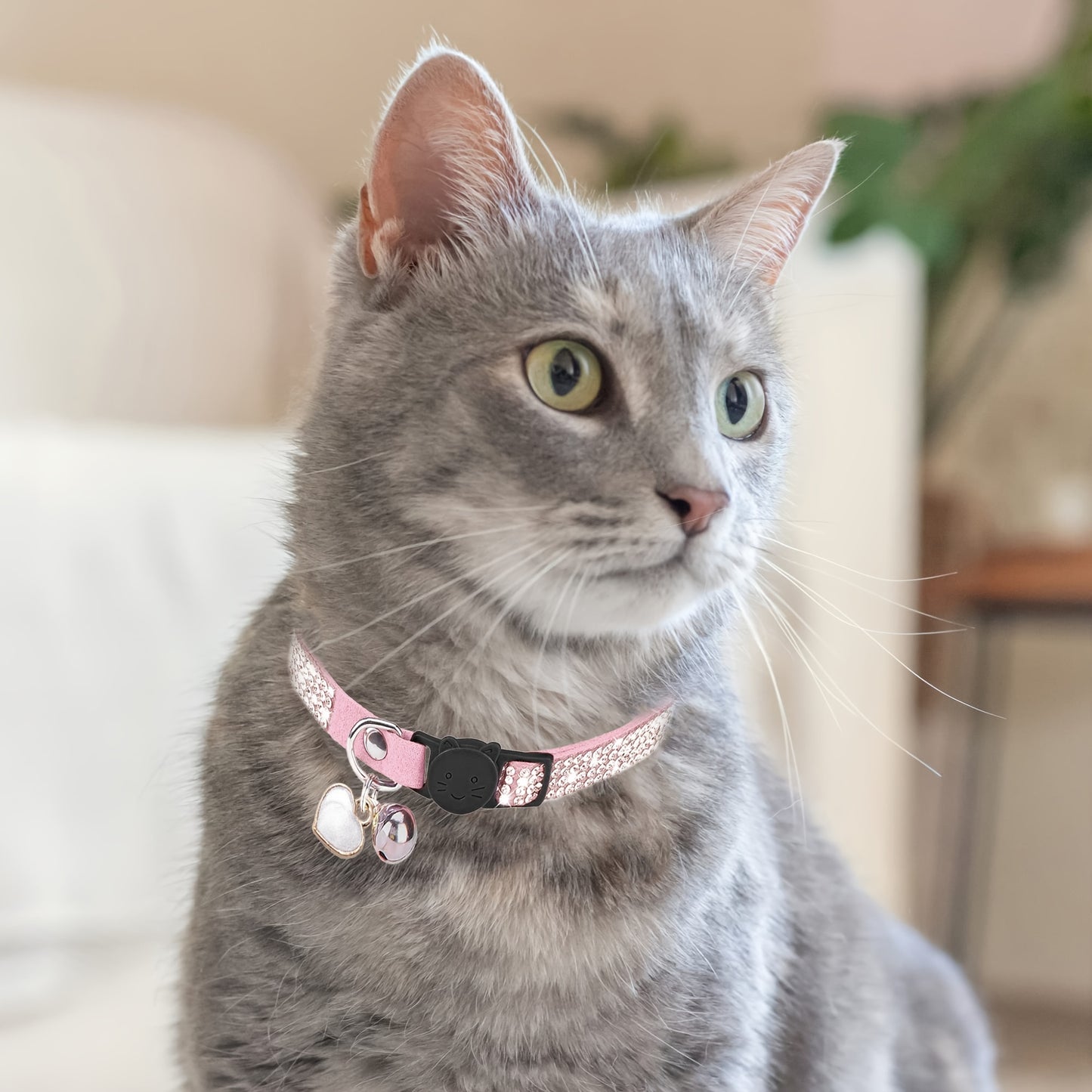 Rhinestone Soft Velvet Cat Collar, Breakaway Cat Collar With Bell And Pendant, Adjustable Kitten Collar With Quick Release Safety Buckle Pet Accessories