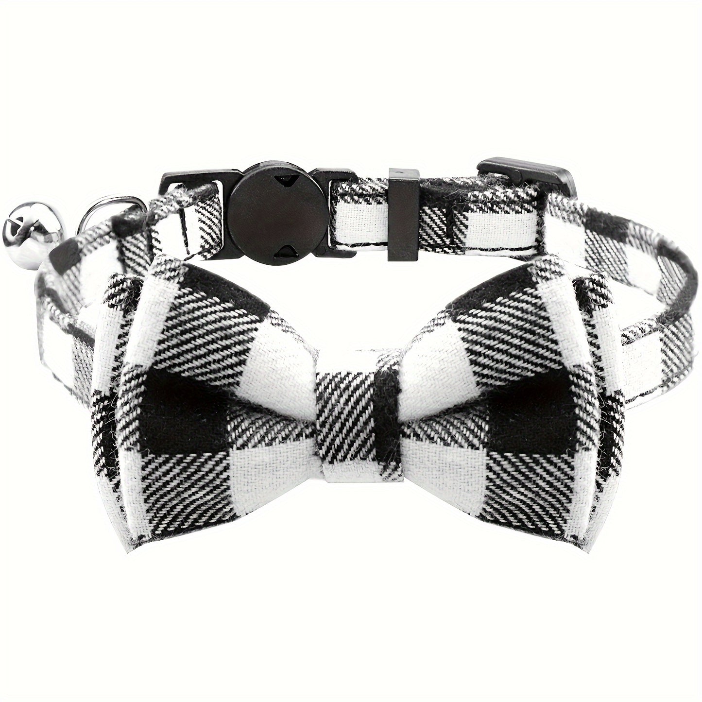 Adorable Plaid Cat Collar with Bow Tie - Adjustable, Comfortable, and Stylish Polyester Collar for Cats - Perfect Pet Supplies for Your Feline Friend