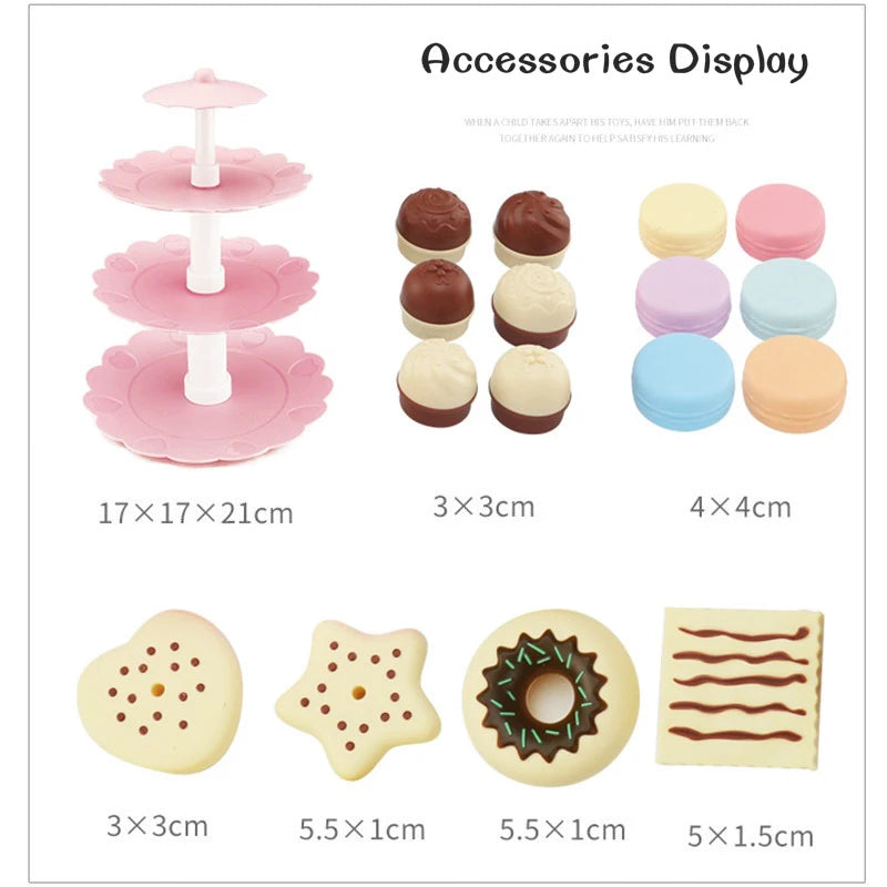 Kids Simulation Afternoon Tea Toys Set DIY Pretend Play Kitchen Toys Food Coffee Machine Dessert Play House Toys For Girls Kids