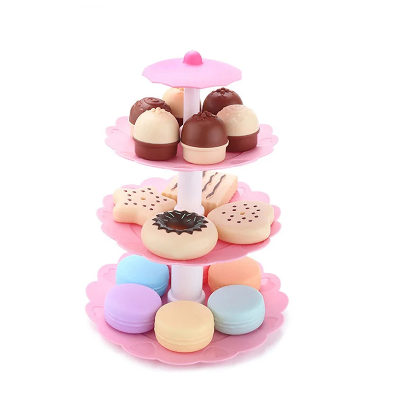 Kids Simulation Afternoon Tea Toys Set DIY Pretend Play Kitchen Toys Food Coffee Machine Dessert Play House Toys For Girls Kids