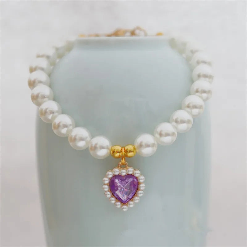 Adjustable Pet Pearl Necklace Accessories for Cats Gotas Animals Fashion Gem Sphynx Cat Collar Kitten Dog Collier Chat