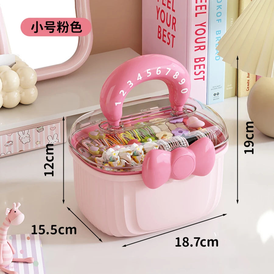 Hair Accessories Storage Box, Portable Makeup Organizer for Hair Clips, Hair Ties, Earrings, Bracelets, Necklaces