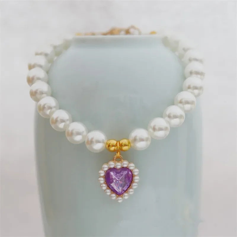 Adjustable Pet Pearl Necklace Accessories for Cats Gotas Animals Fashion Gem Sphynx Cat Collar Kitten Dog Collier Chat