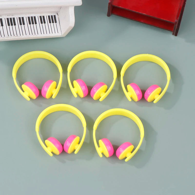 5pcs/set 1:12 Dollhouse Miniatures Accessories Headphones For Doll Toy Doll Earphone Dollhouse Furniture Decoration Accessories