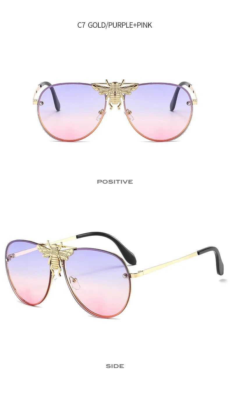 2022 Fashion Modern Oversized Sunglasses For Women Men Luxury Designer Sun Glasses Bee Decoration Trengding Shades UV400