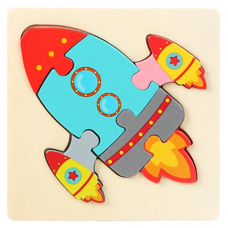 3D Wooden Baby Toys Puzzle Cartoon Animal Intelligence Cognitive Jigsaw Wood Puzzle Early Educational Toys For Baby