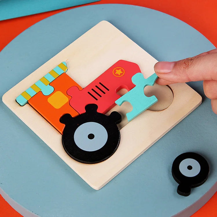 3D Wooden Baby Toys Puzzle Cartoon Animal Intelligence Cognitive Jigsaw Wood Puzzle Early Educational Toys For Baby