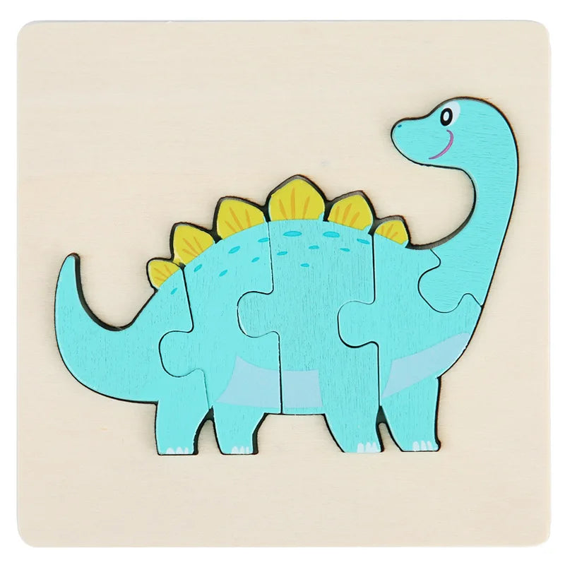 3D Wooden Baby Toys Puzzle Cartoon Animal Intelligence Cognitive Jigsaw Wood Puzzle Early Educational Toys For Baby