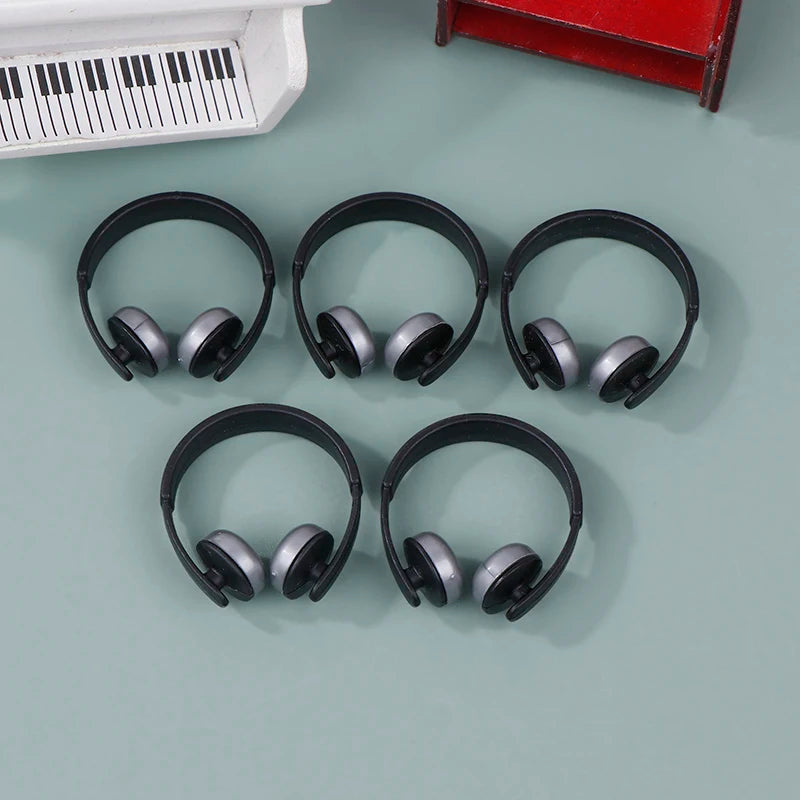 5pcs/set 1:12 Dollhouse Miniatures Accessories Headphones For Doll Toy Doll Earphone Dollhouse Furniture Decoration Accessories