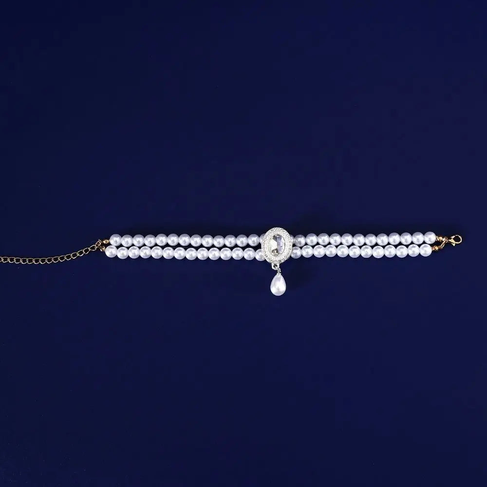 Pet Accessories Double Layer Pearl Pet Necklace Sweet Flower Pendant Cat Neck Chain Adjustable Pet Pearl Collar For Cats Puppy