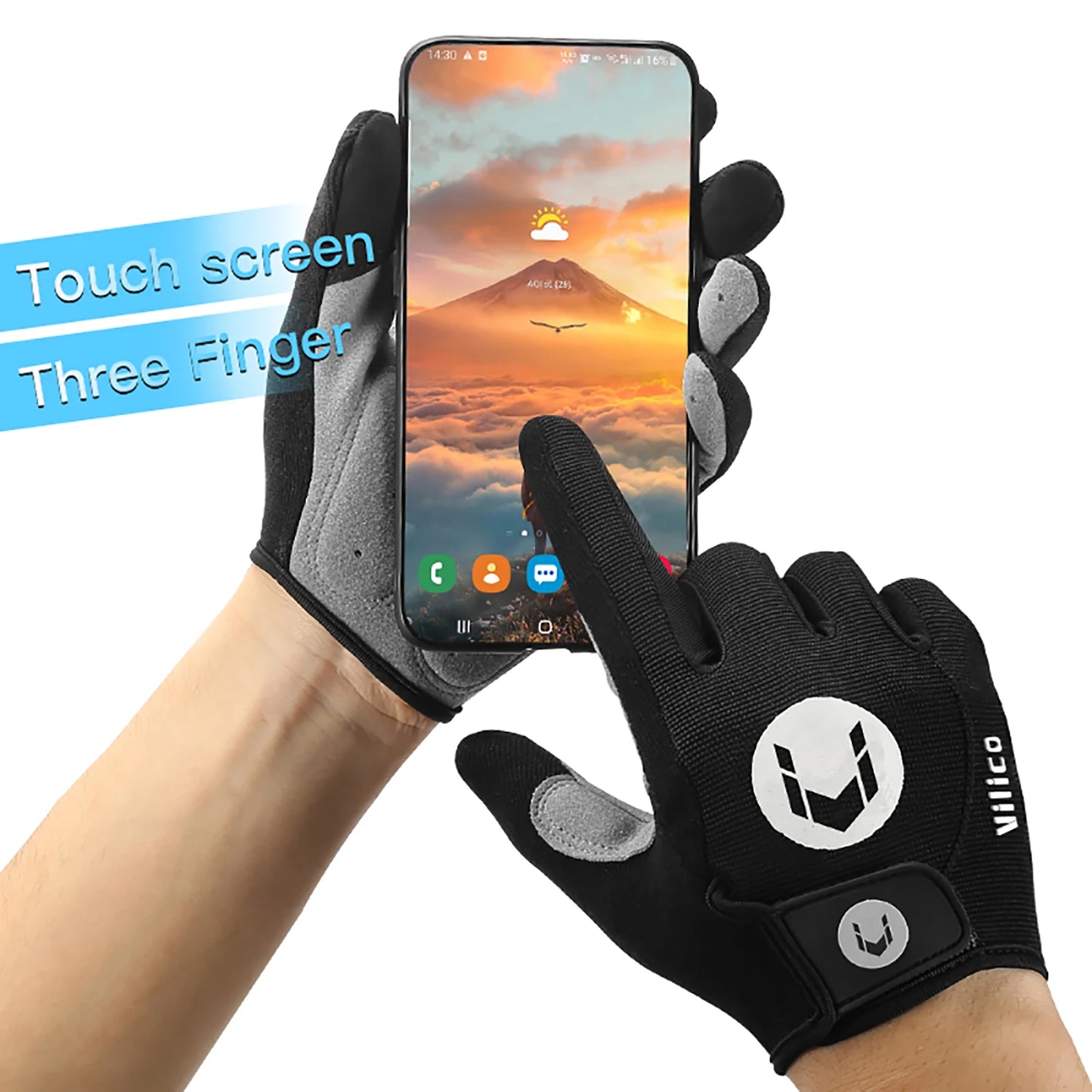 Cycling Anti-slip Full Finger Gloves MTB Bike Bicycle Gloves Pad Men Women Breathable Anti-shock Sports Gloves