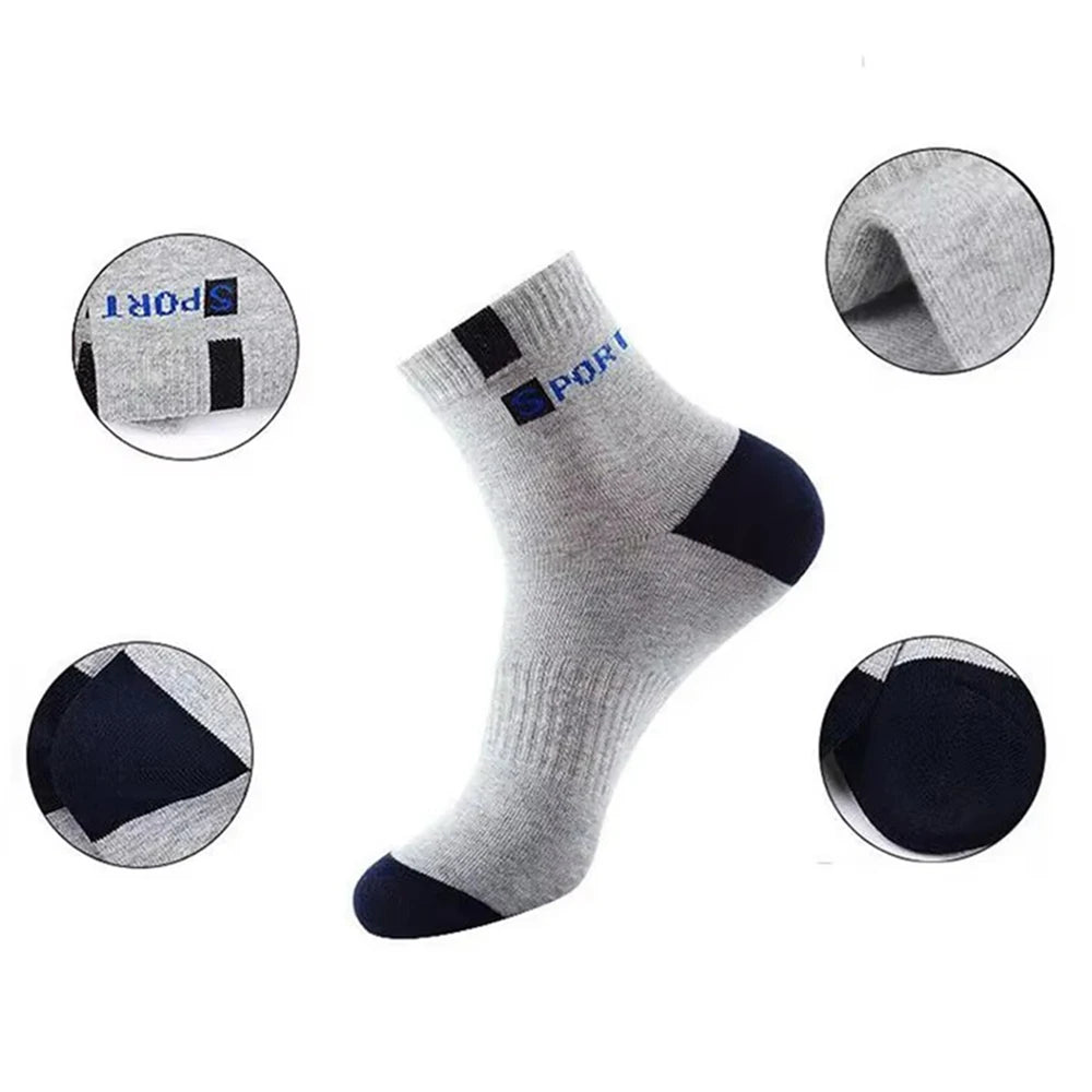 2/5/10 Pairs Men Knitted Anti Odor Round Neck Socks Sports Sweat Absorbing Breathable Soft Comfortable Business Casual Socks