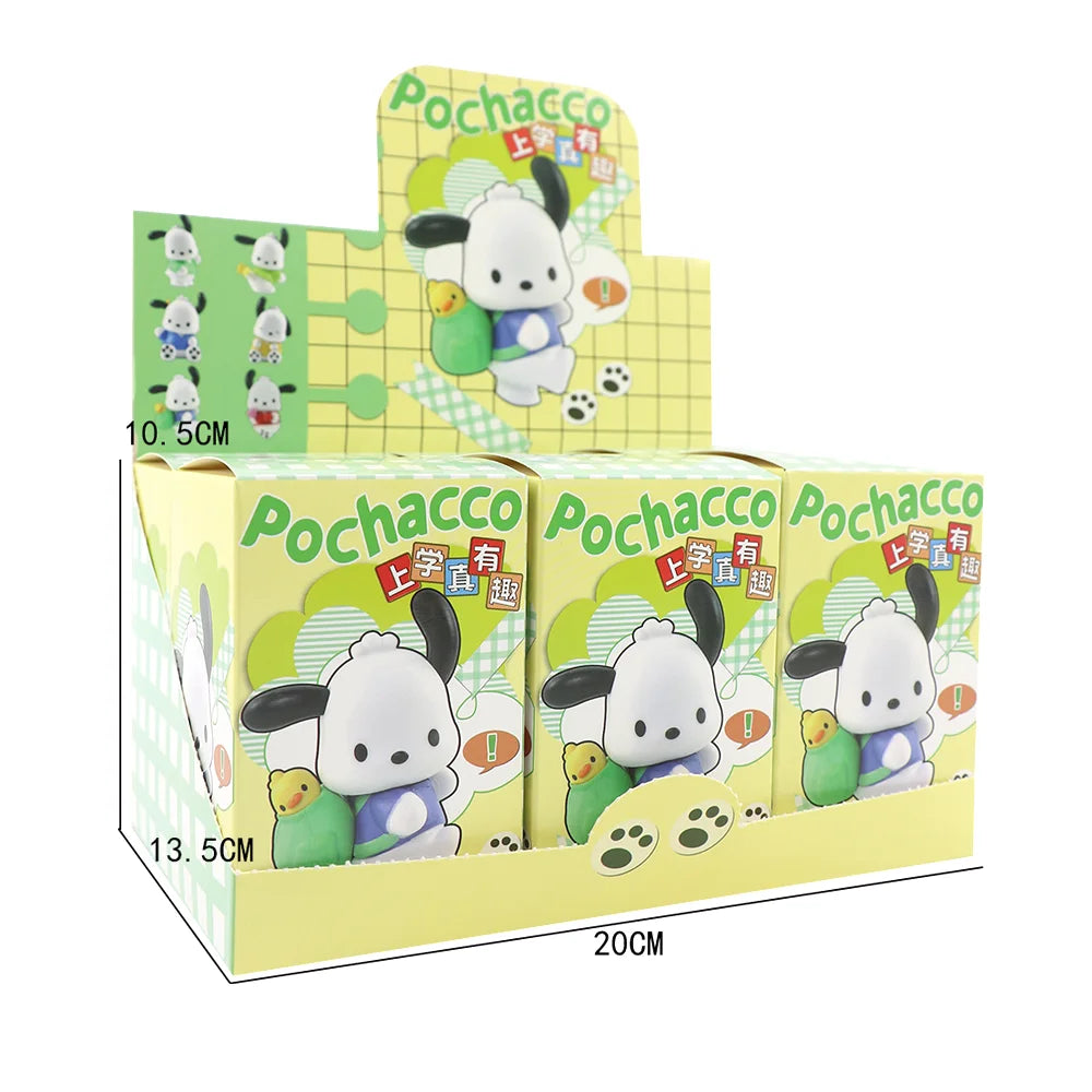 Sanrio Pochacco Go To School Cartoon Anime Figure Doll Model Decorate Action Figures Hobbies Children's Toys Christmas Gift