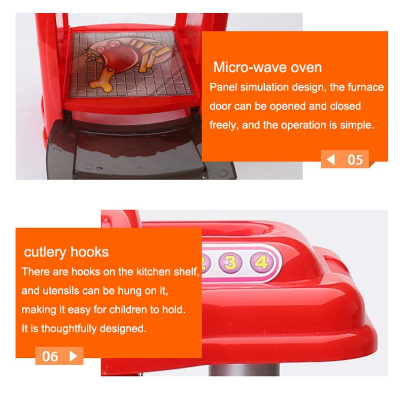 Dining Table for Pretend Food Kitchen Toys for Kids Ages 3-8,Play Kitchen Accessories W/Real Sounds Light, for Boys, Girls