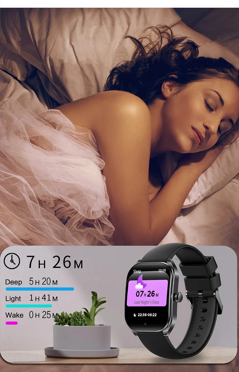 2025 Smart Watch 2.01" IPS HD Display | IP68 Waterproof | Bluetooth 5.3 | 3D Curved Glass | Smart Features:Voice Assistant