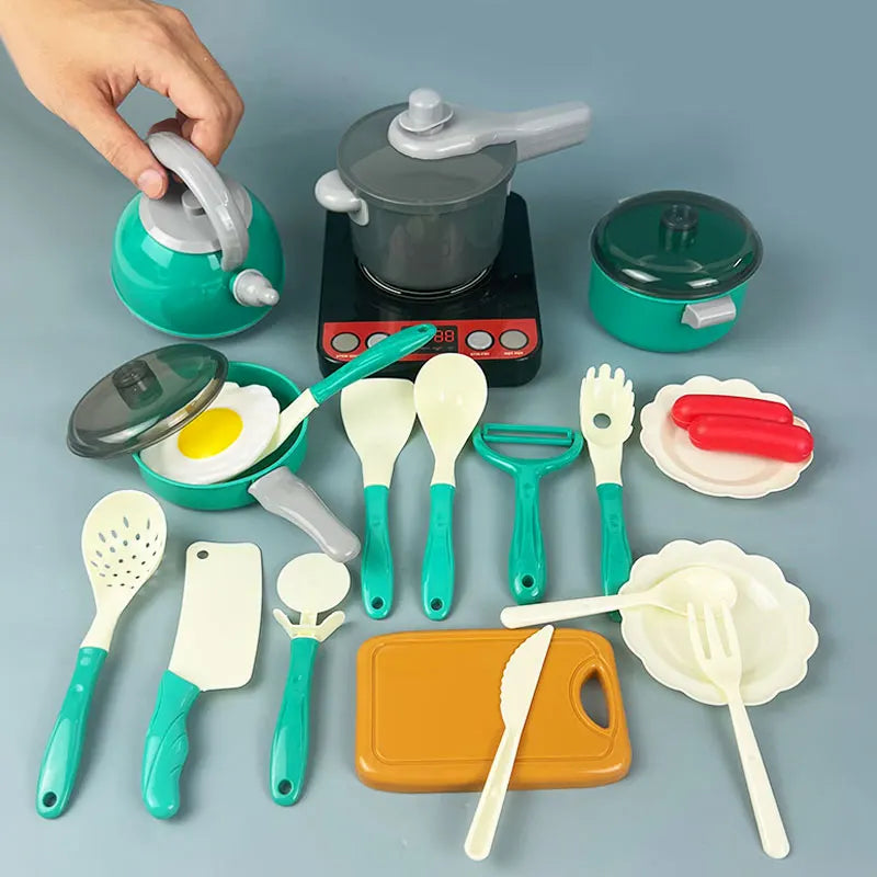 Kids Kitchen Toy Set - Pretend to play with cooking POTS, stoves and other food toys - for boys and girls ages 3-6!