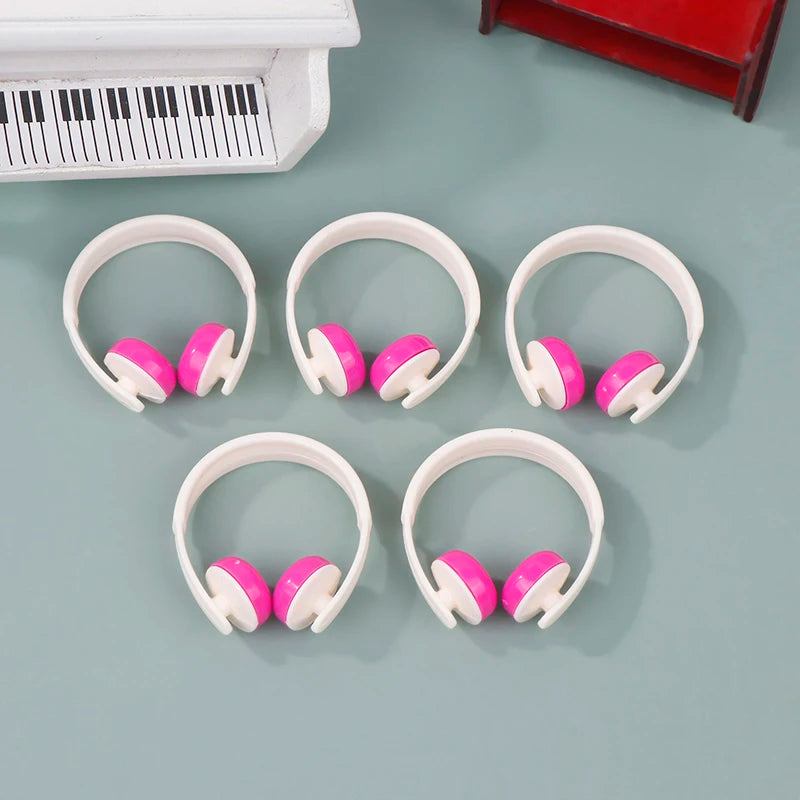 5pcs/set 1:12 Dollhouse Miniatures Accessories Headphones For Doll Toy Doll Earphone Dollhouse Furniture Decoration Accessories