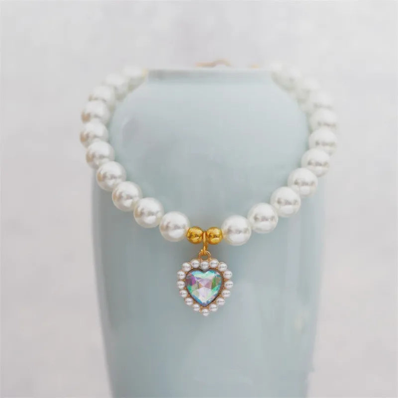 Adjustable Pet Pearl Necklace Accessories for Cats Gotas Animals Fashion Gem Sphynx Cat Collar Kitten Dog Collier Chat