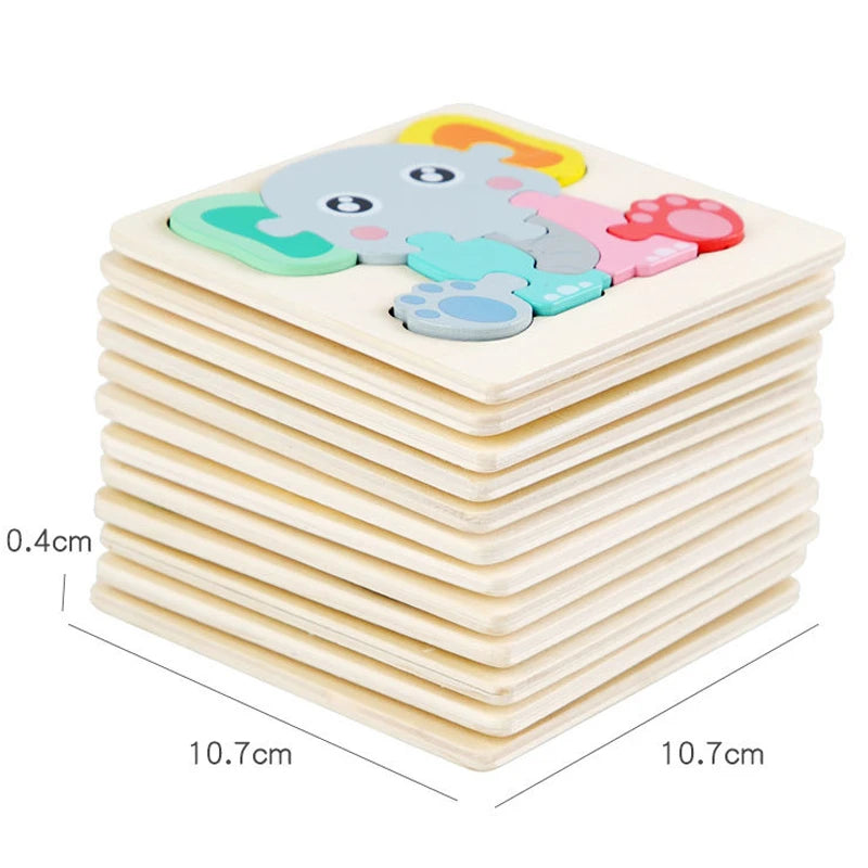 3D Wooden Baby Toys Puzzle Cartoon Animal Intelligence Cognitive Jigsaw Wood Puzzle Early Educational Toys For Baby