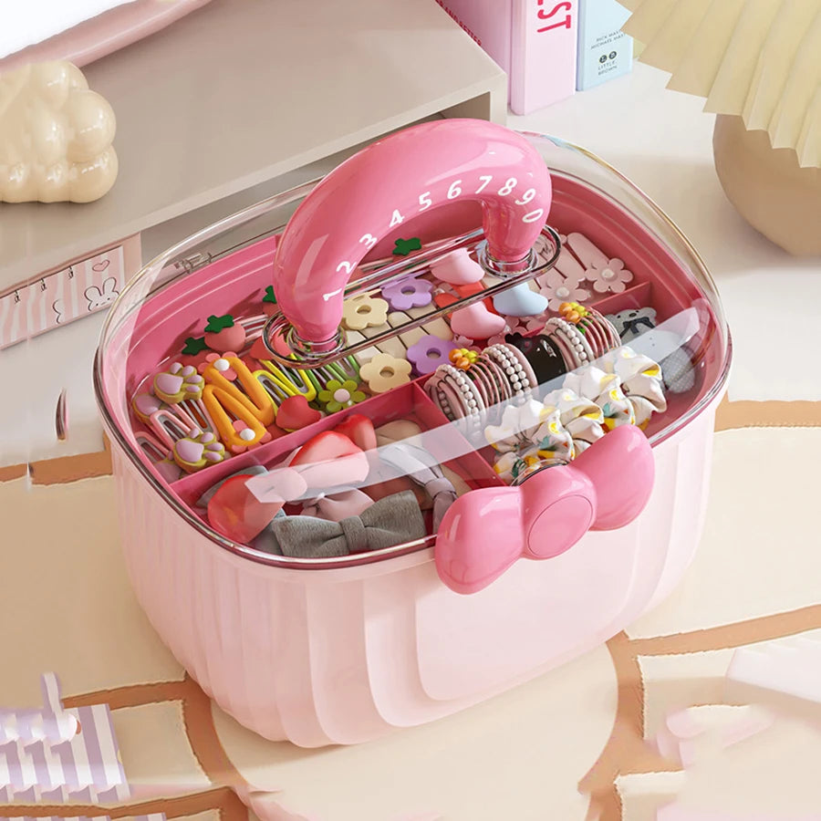 Hair Accessories Storage Box, Portable Makeup Organizer for Hair Clips, Hair Ties, Earrings, Bracelets, Necklaces