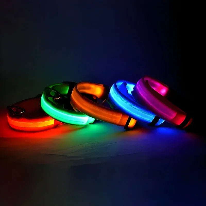 Dog Collar Nylon LED Night Safety Flashing Glow In The Dark Pet Dog Leash pet Dogs Luminous Fluorescent dog accessories collar