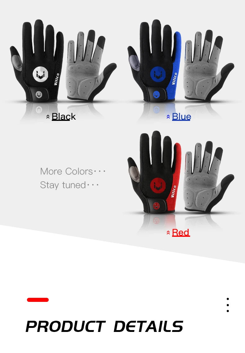 Cycling Anti-slip Full Finger Gloves MTB Bike Bicycle Gloves Pad Men Women Breathable Anti-shock Sports Gloves