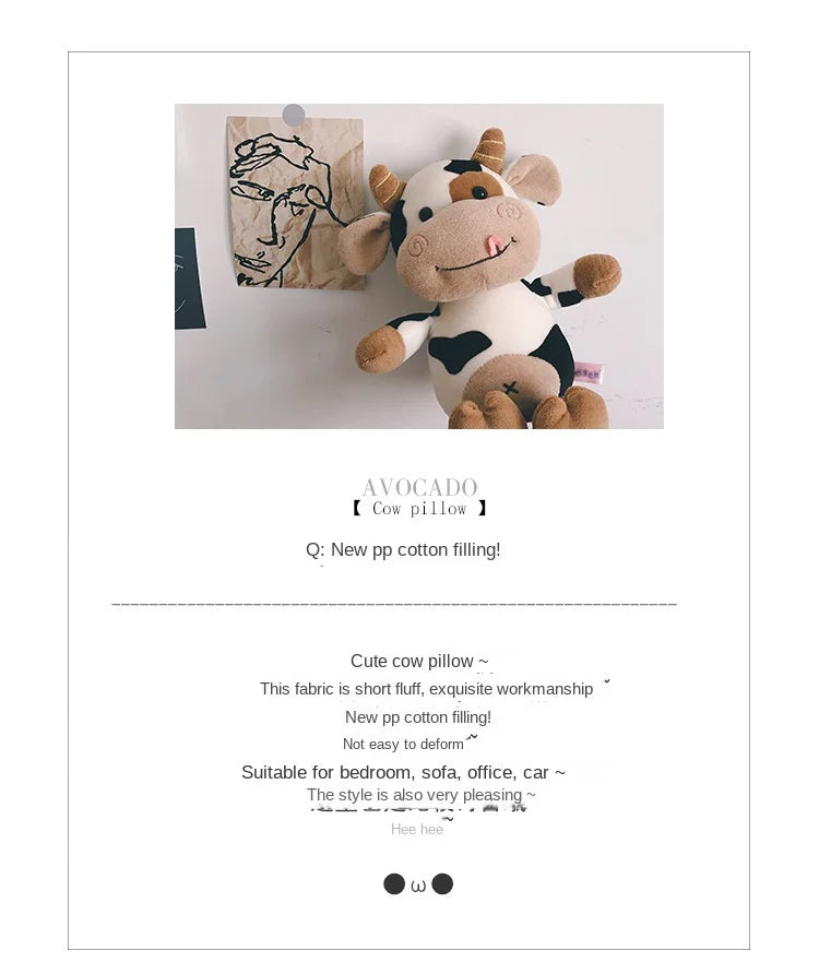 Cute Cow Plush Toy Rag Doll for Girlfriend Children's Toys Gifts Plush Toys Pillow Plushie Stuffed Animal Patung Dolls