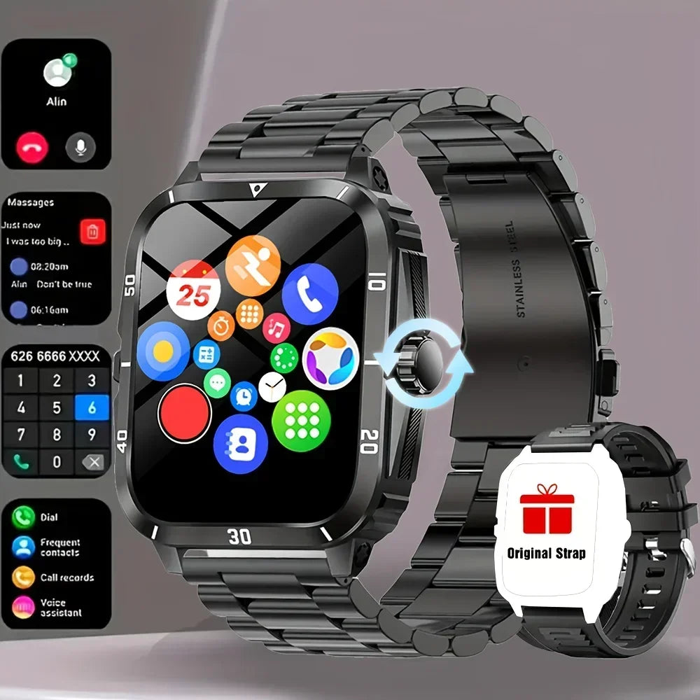 2025 New Smart Watch Sports Style USB Charging Alloy Case Stainless Steel Strap Wireless With Call Reminder Weather Function