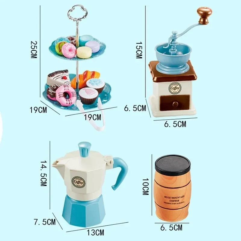 Kids DIY Pretend Play Kitchen Toys Simulation Afternoon Tea Set Food Coffee Machine Dessert Puzzle Toys For Boys Girls Gift