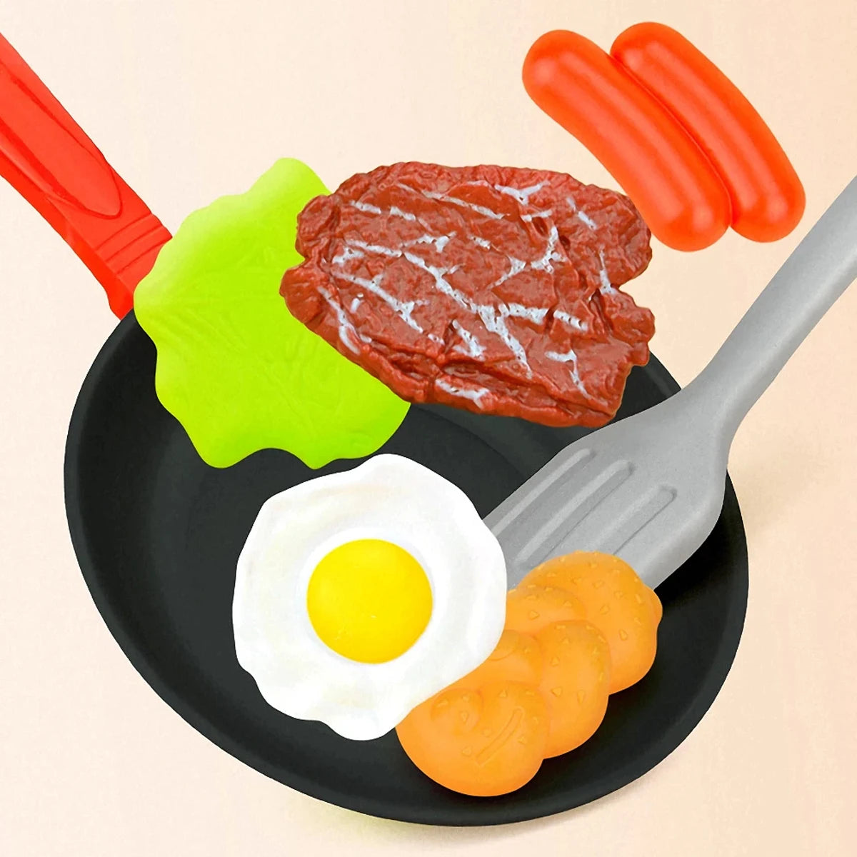 8PCS Kitchen Food Toys for Kids Simulation Kitchenware Pretend Play Steak Vegetable Pot Bread Hot Dog Food Children Girl Toy