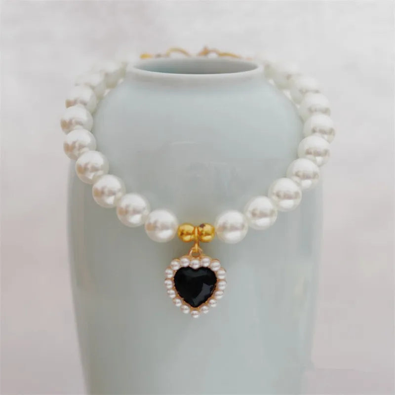 Adjustable Pet Pearl Necklace Accessories for Cats Gotas Animals Fashion Gem Sphynx Cat Collar Kitten Dog Collier Chat