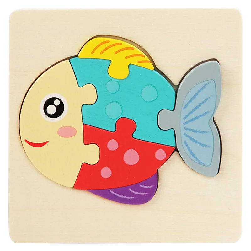 3D Wooden Baby Toys Puzzle Cartoon Animal Intelligence Cognitive Jigsaw Wood Puzzle Early Educational Toys For Baby