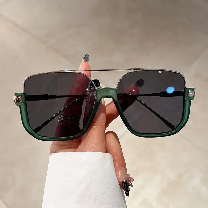 Women Vintage Oversized Sunglasses Fashion Men Square UV400 Shades Eyewear Unisex Trendy Ins Luxury Design Sun Glasses Goggles