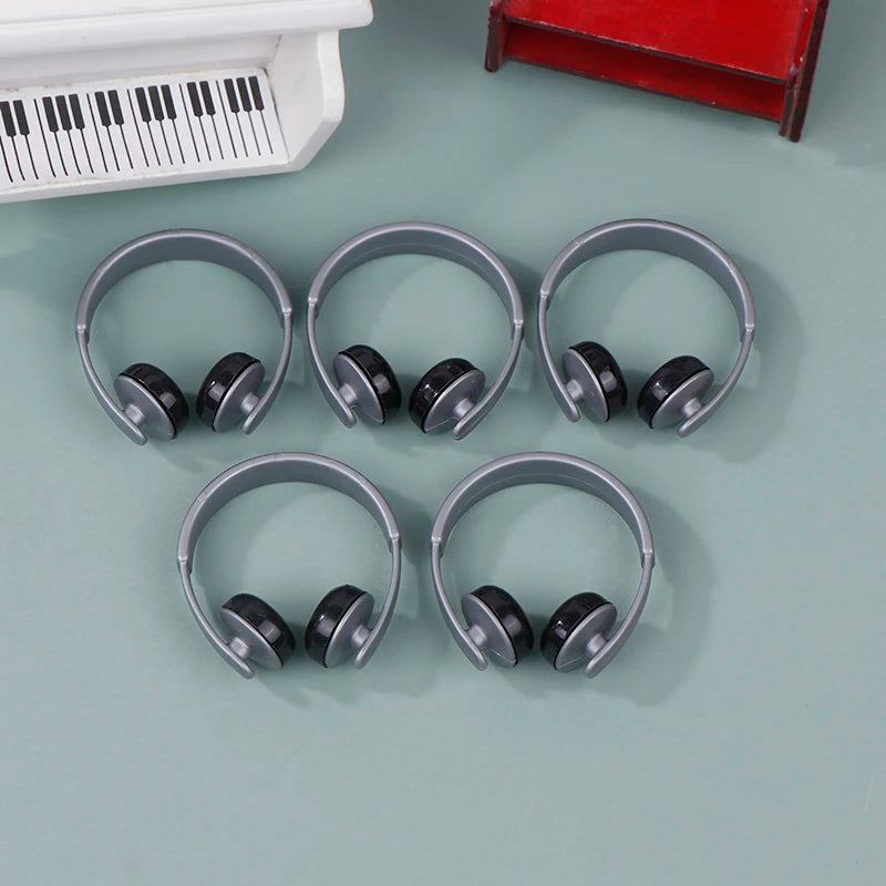 5pcs/set 1:12 Dollhouse Miniatures Accessories Headphones For Doll Toy Doll Earphone Dollhouse Furniture Decoration Accessories