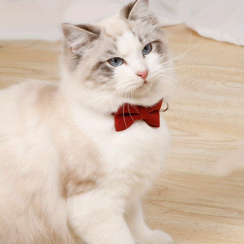 1pc Stylish Adjustable Plaid Cat Collar with Bow Tie - Fashionable Cats Collars for Holiday Dress Up, Everyday Wear, and Pet Photography - Soft, Comfortable, and Adjustable Design