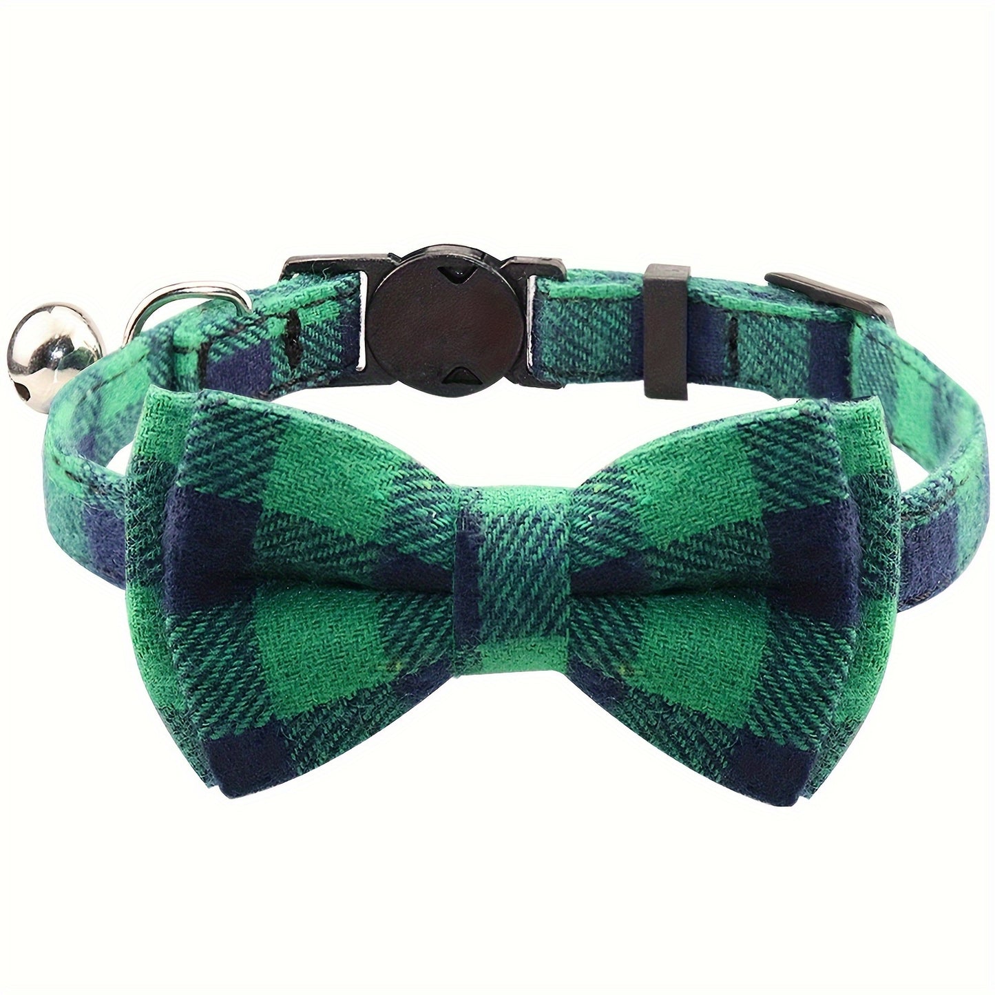 Adorable Plaid Cat Collar with Bow Tie - Adjustable, Comfortable, and Stylish Polyester Collar for Cats - Perfect Pet Supplies for Your Feline Friend