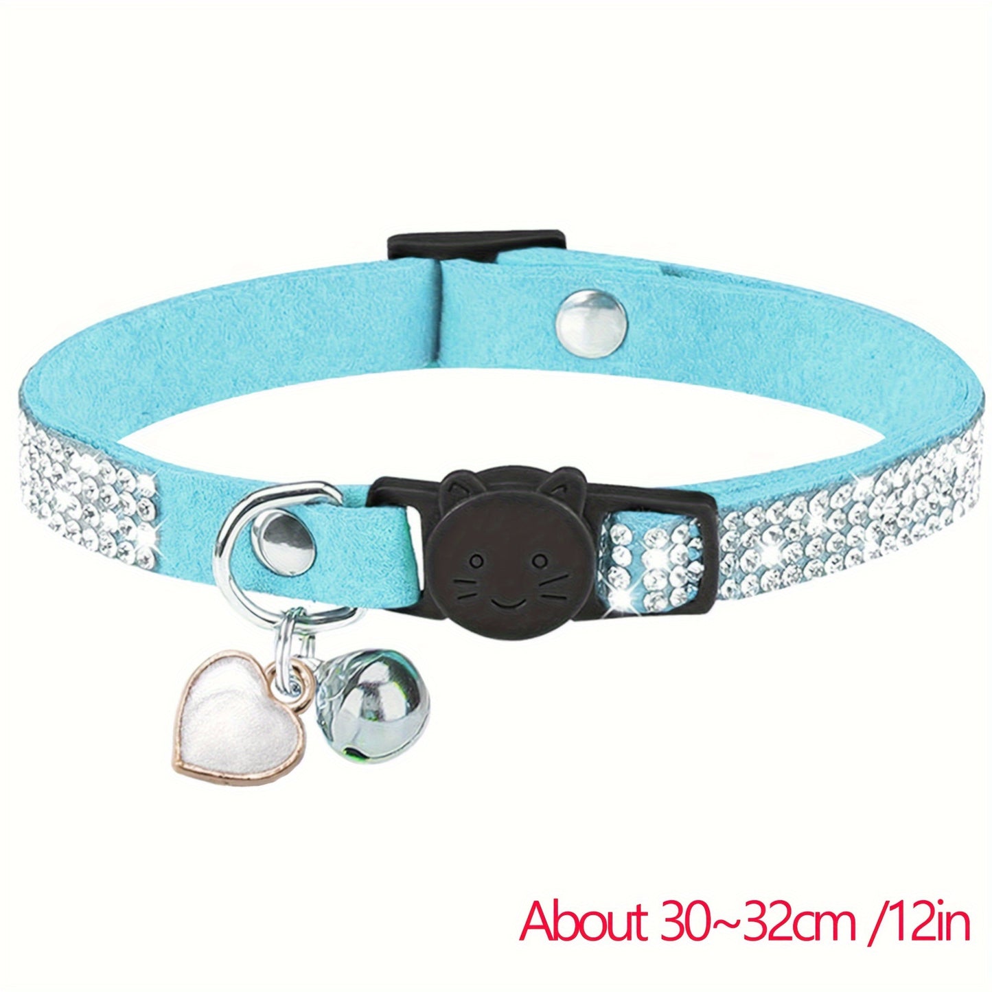 Rhinestone Soft Velvet Cat Collar, Breakaway Cat Collar With Bell And Pendant, Adjustable Kitten Collar With Quick Release Safety Buckle Pet Accessories