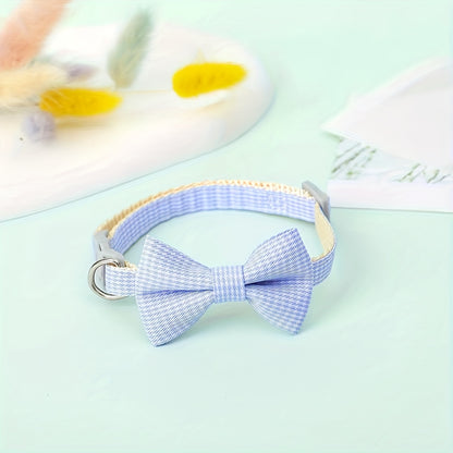 1pc Stylish Adjustable Plaid Cat Collar with Bow Tie - Fashionable Cats Collars for Holiday Dress Up, Everyday Wear, and Pet Photography - Soft, Comfortable, and Adjustable Design