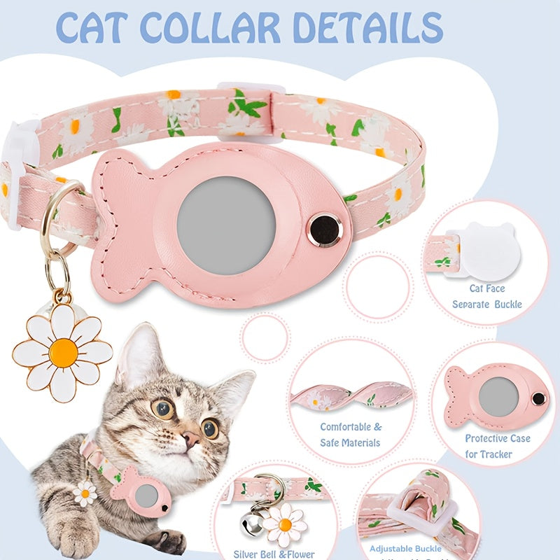 [GPS Cat Collar Locator] Comfortable GPS Cat Collar - Adjustable Acrylic Pet Necklace with Fish Bell, All Breed Sizes, Lost Cat Locator