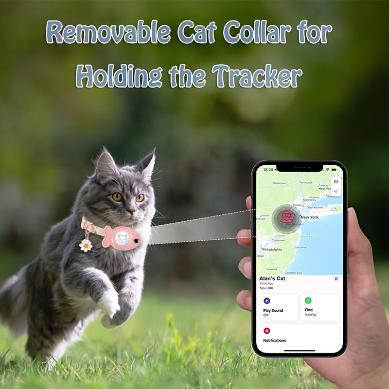 [GPS Cat Collar Locator] Comfortable GPS Cat Collar - Adjustable Acrylic Pet Necklace with Fish Bell, All Breed Sizes, Lost Cat Locator