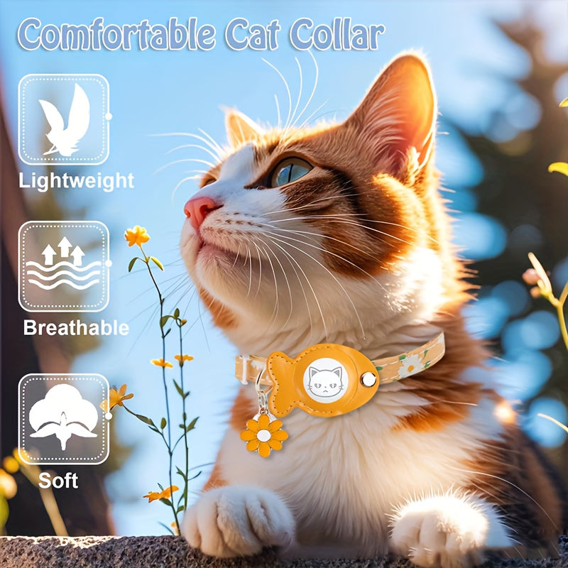 [GPS Cat Collar Locator] Comfortable GPS Cat Collar - Adjustable Acrylic Pet Necklace with Fish Bell, All Breed Sizes, Lost Cat Locator