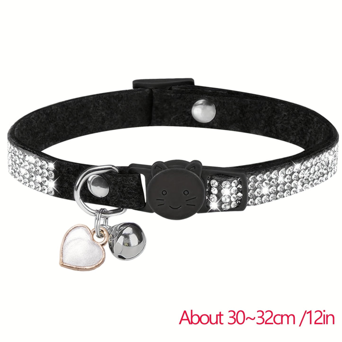 Rhinestone Soft Velvet Cat Collar, Breakaway Cat Collar With Bell And Pendant, Adjustable Kitten Collar With Quick Release Safety Buckle Pet Accessories