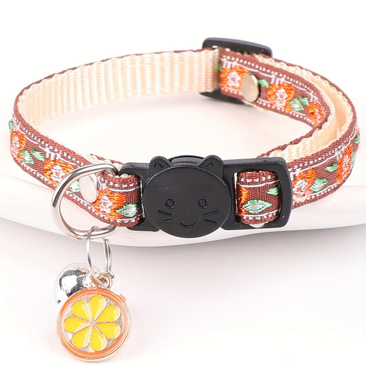 XS Adjustable Cat Collar, 19.5-32cm/7.67-12.6inch, Rhombus Pattern Polyester Fiber Material, Safety Buckle, Pet Accessory for Cats