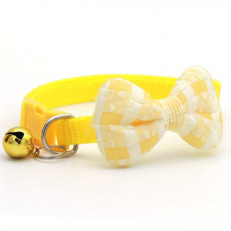 1pc Stylish Adjustable Plaid Cat Collar with Bow Tie - Fashionable Cats Collars for Holiday Dress Up, Everyday Wear, and Pet Photography - Soft, Comfortable, and Adjustable Design