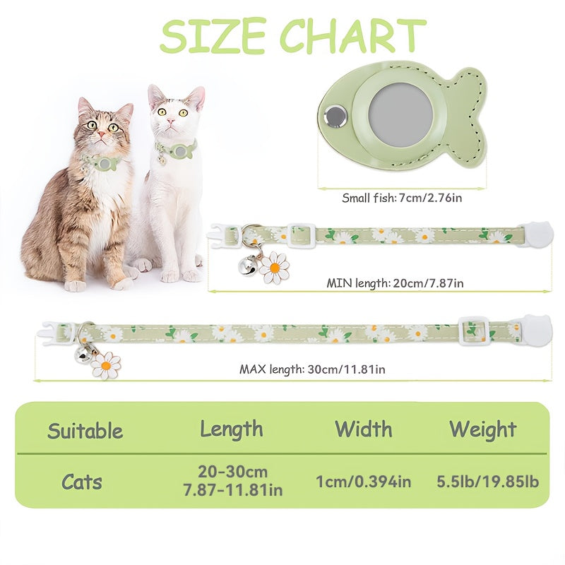 [GPS Cat Collar Locator] Comfortable GPS Cat Collar - Adjustable Acrylic Pet Necklace with Fish Bell, All Breed Sizes, Lost Cat Locator