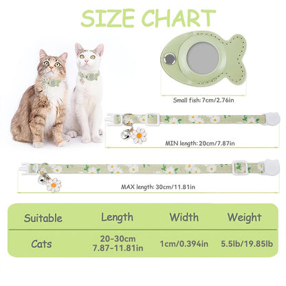 [GPS Cat Collar Locator] Comfortable GPS Cat Collar - Adjustable Acrylic Pet Necklace with Fish Bell, All Breed Sizes, Lost Cat Locator