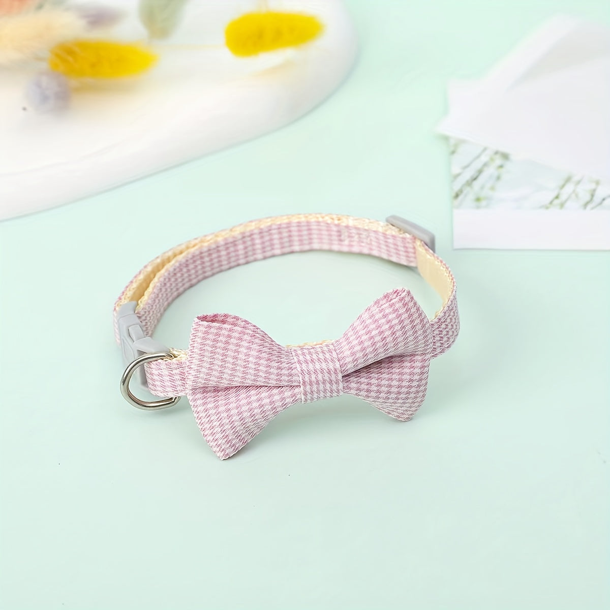 1pc Stylish Adjustable Plaid Cat Collar with Bow Tie - Fashionable Cats Collars for Holiday Dress Up, Everyday Wear, and Pet Photography - Soft, Comfortable, and Adjustable Design