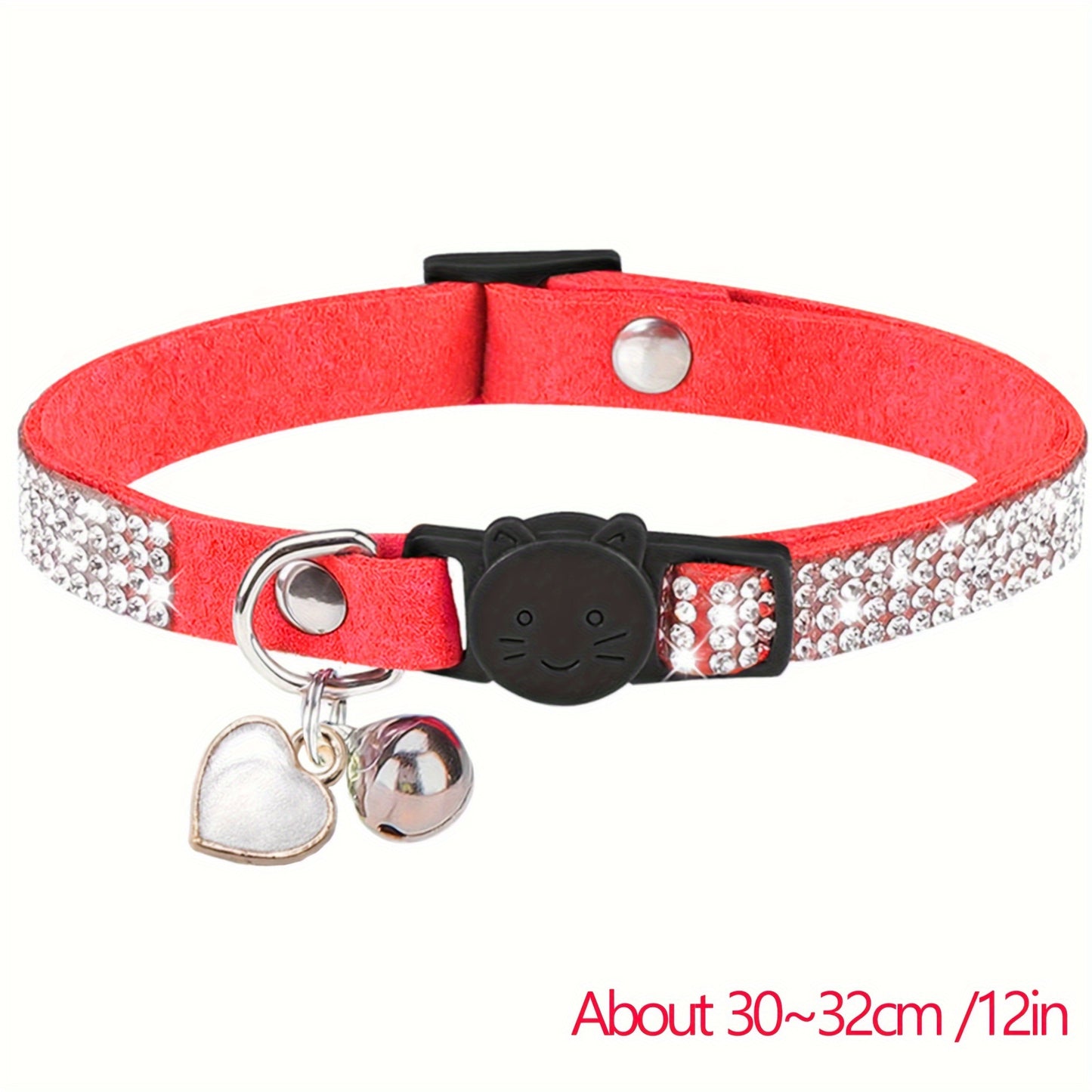 Rhinestone Soft Velvet Cat Collar, Breakaway Cat Collar With Bell And Pendant, Adjustable Kitten Collar With Quick Release Safety Buckle Pet Accessories