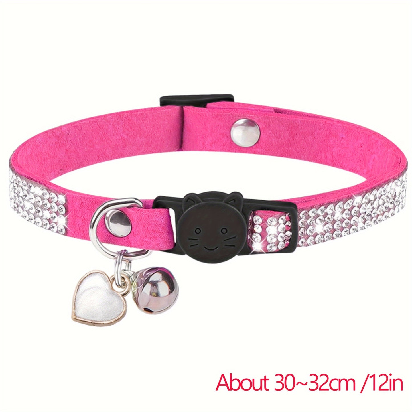 Rhinestone Soft Velvet Cat Collar, Breakaway Cat Collar With Bell And Pendant, Adjustable Kitten Collar With Quick Release Safety Buckle Pet Accessories